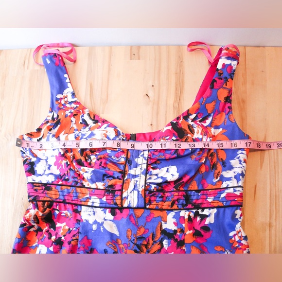 Donna Ricco New York Floral Fit & Flare Dress | Size 8 | Pink Blue Orange - Picture 9 of 14
